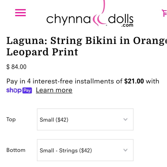 Chynna Dolls bikini top Laguna String Bikini in Orange Leopard Print in size S - Picture 6 of 8